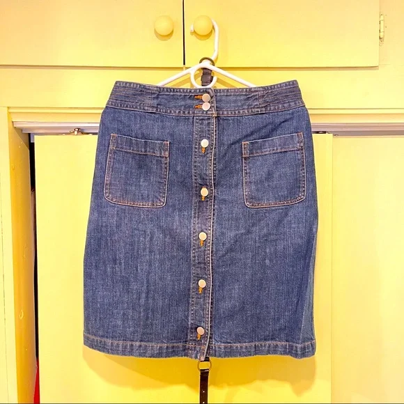APC MADRAS button front denim A-line skirt S - Picture 1 of 5